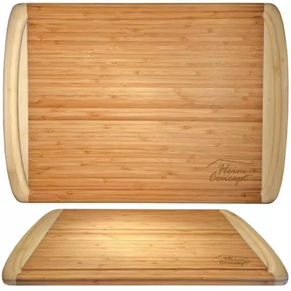 Heim Concept 18 in. x 12 in. x 1 in. Organic Bamboo Serving Tray with Drip Groove