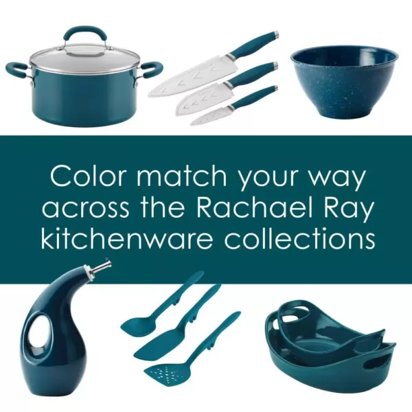 Rachael Ray Create Delicious 4 qt. Cast Iron Casserole Dish in Teal Shimmer with Griddle Lid