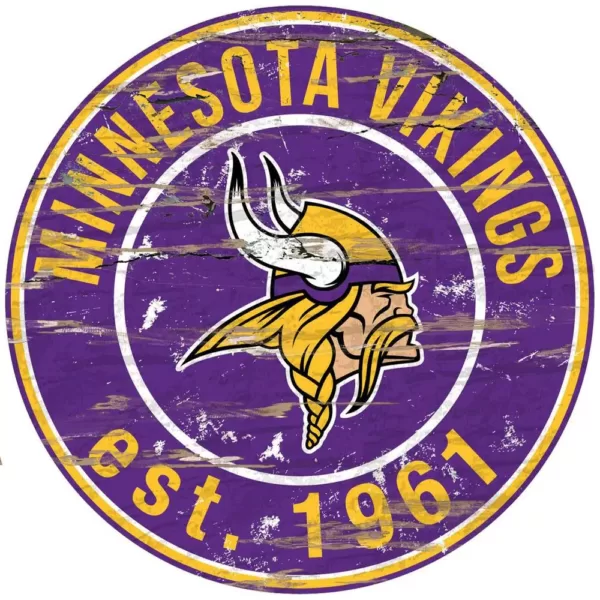 Adventure Furniture 24" NFL Minnesota Vikings Round Distressed Sign