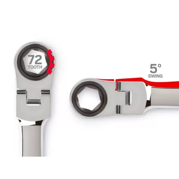 TEKTON 16 mm x 18 mm Flex-Head Ratcheting Box End Wrench