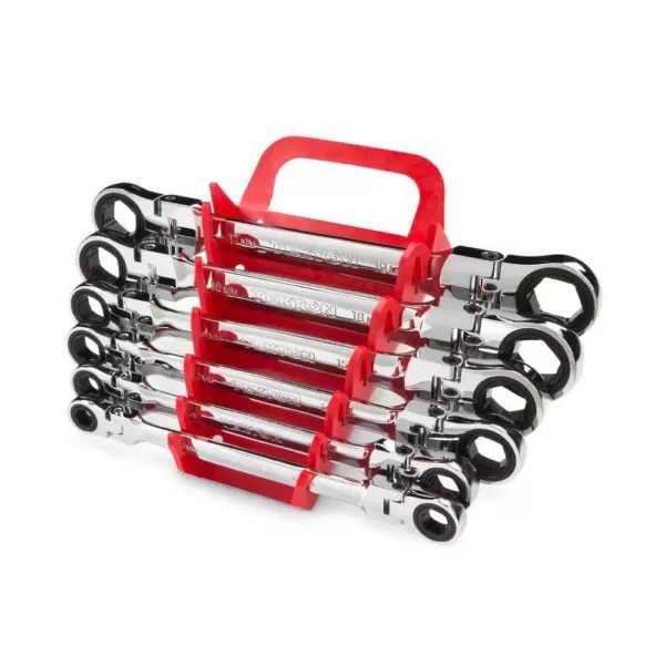 TEKTON 8-19 mm Flex-Head Ratcheting Box End Wrench Set (6-Piece)