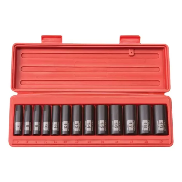 TEKTON 3/8 in. Drive 7-19 mm 12-Point Deep Impact Socket Set