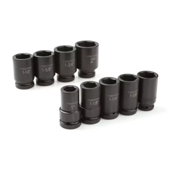 TEKTON 1 in. Drive 1-2 in. 6-Point Deep Impact Socket Set (9-Piece)