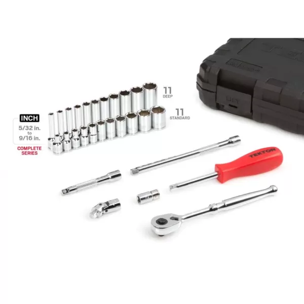 TEKTON 1/4 in. Drive 6-Point Socket and Ratchet Set (29-Piece)