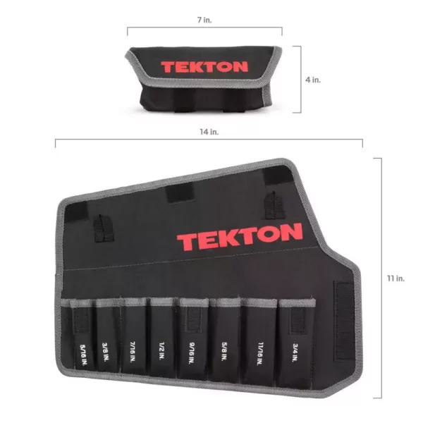 TEKTON 5/16 in. to 3/4 in. Stubby Combination Wrench Pouch (8-Tool)