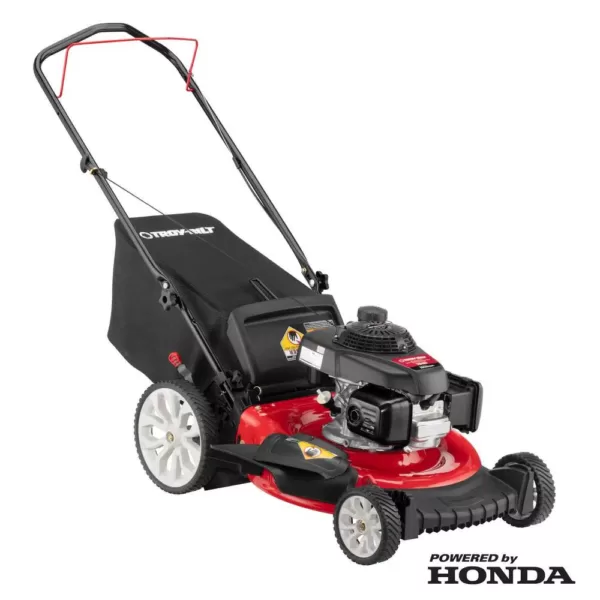 Troy-Bilt 21 in. 160 cc Honda Gas Walk Behind Push Mower with High Rear Wheels and 3-in-1 Cutting TriAction Cutting System