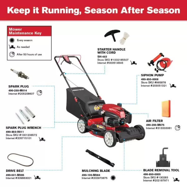 Troy-Bilt 21 in. 159 cc Gas Walk Behind Self Propelled Lawn Mower with Check Don't Change Oil, 3-in-1 TriAction Cutting System