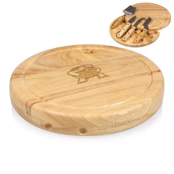 TOSCANA Maryland Terrapins Testudo Circo Wood Cheese Board Set with Tools