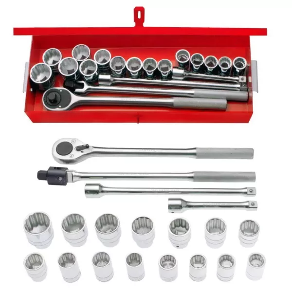 URREA 3/4 in. Drive 12-Point Metric Hand Socket & Accessories Set (19-Piece)