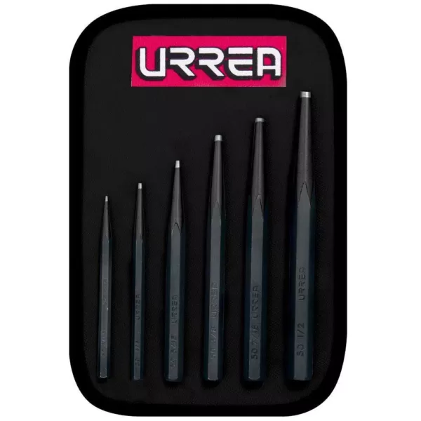 URREA 3/16 in. to 1/2 in. Short Drift Punch Set (6-Piece)