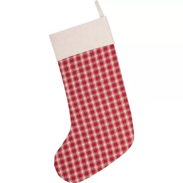 VHC Brands 20 in. Cotton Red Plaid Christmas Farmhouse Decor Stocking