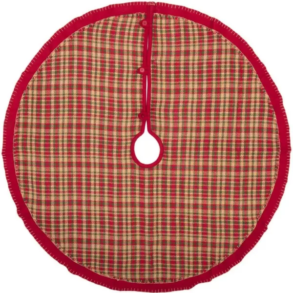 VHC Brands 48 in. Claren Cherry Red Rustic Christmas Decor Tree Skirt