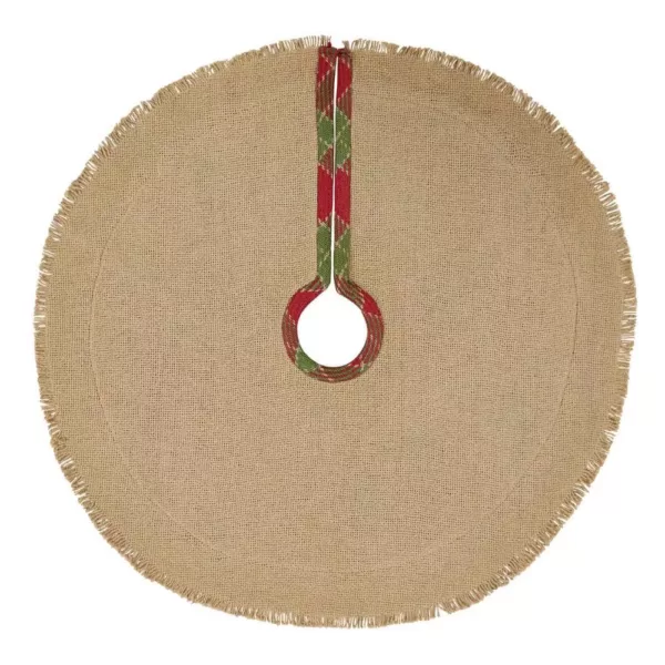 VHC Brands 21 in. Robert Barn Red Rustic Christmas Decor Mini Tree Skirt