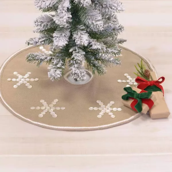 VHC Brands 21 in. Pearlescent Natural Tan Coastal Christmas Decor Mini Tree Skirt