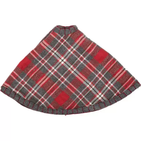 VHC Brands 21 in. Anderson Cherry Red Rustic Christmas Decor Plaid Mini Tree Skirt