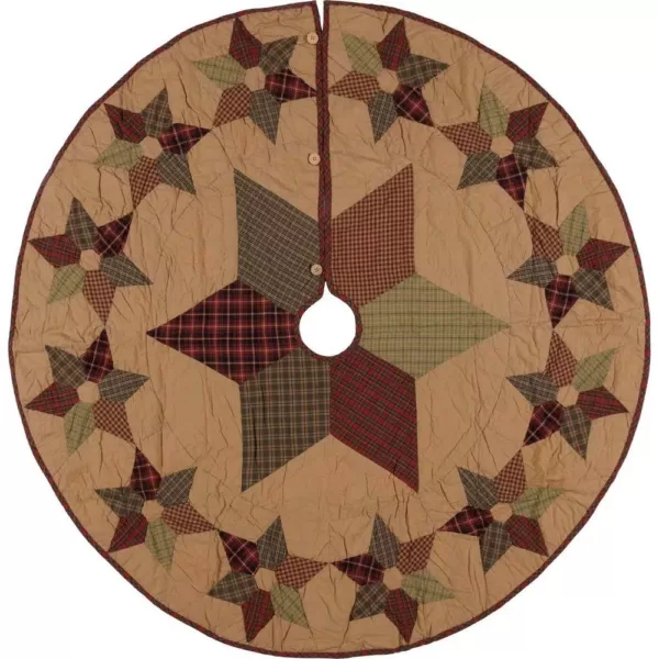 VHC Brands 55 in. Tea Star Dark Tan Traditional Christmas Decor Mini Tree Skirt