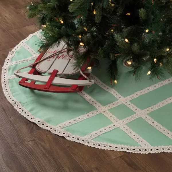 VHC Brands 60 in. Mint Margot Farmhouse Christmas Decor Tree Skirt