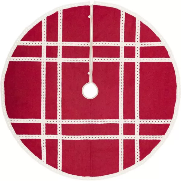 VHC Brands 60 in. Red Margot Farmhouse Christmas Decor Tree Skirt