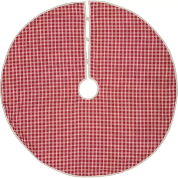 VHC Brands 48 in. Red Plaid Christmas Farmhouse Decor Tree Skirt