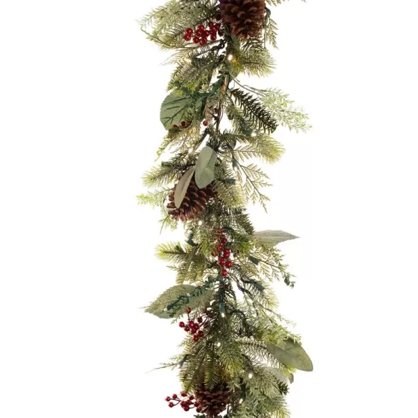 Village Lighting Company 9 ft. Pre-Lit LED Winter Frost Garland