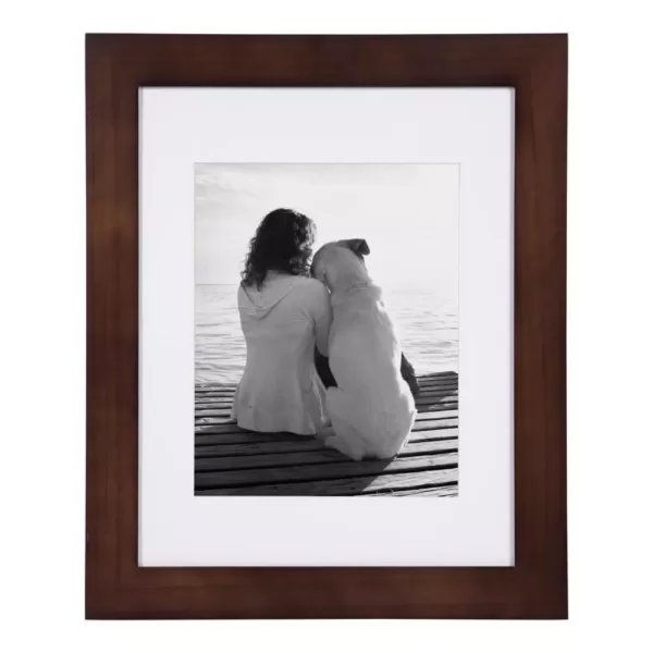 DesignOvation Museum 11x14 matted to 8x10 Walnut Brown Picture Frame Set of 4