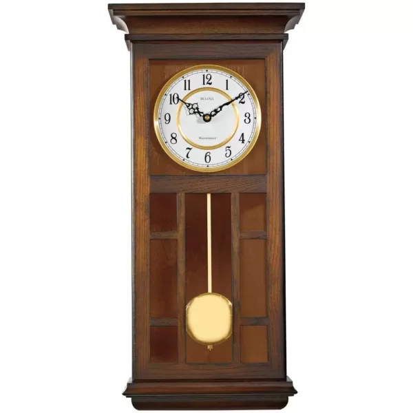 Bulova 24 in. H x 11.5 in. W Pendulum Chime Wall Clock