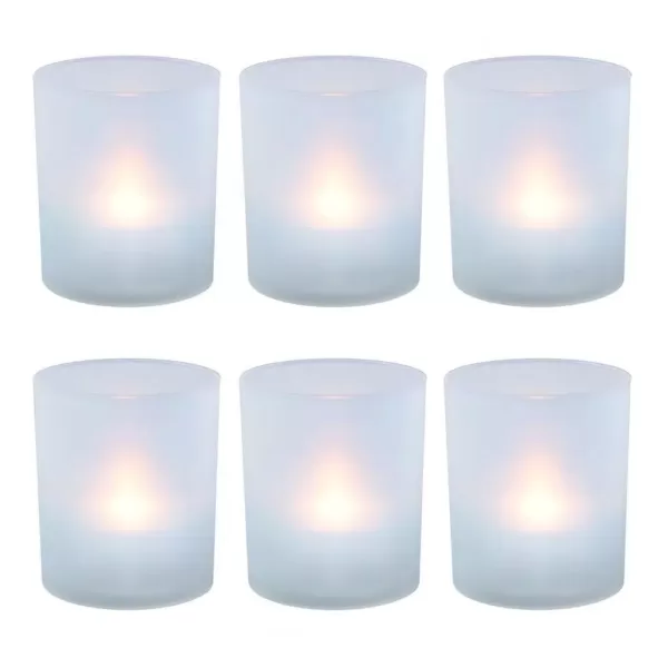 LUMABASE Flameless Votive Candles 2.25 in. Warm White Plastic Frosted Holders (6 Count)