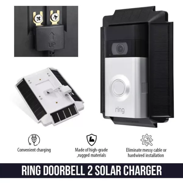 Wasserstein 0.5-Watt Solar Charger Mount Compatible with Ring Video Doorbell 2 Weatherproof (White)