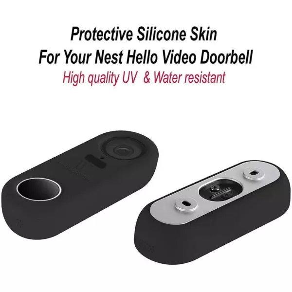 Wasserstein Black Protective Silicone Skin Compatible with Google Nest Hello Video Doorbell - Extra-Layer of Protection