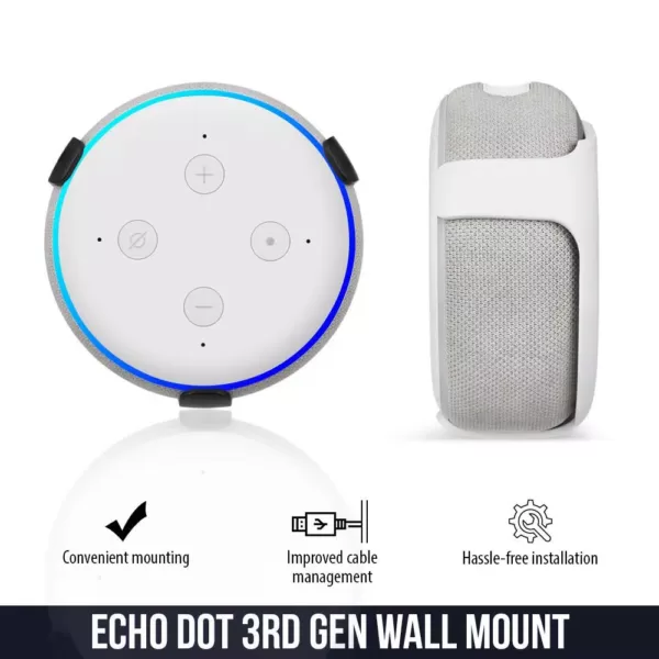 Wasserstein Wall Mount Compatible with Echo Dot (3rd Gen) - Mounting Alternative for Your Alexa Smart Speaker in Black (2-Pack)