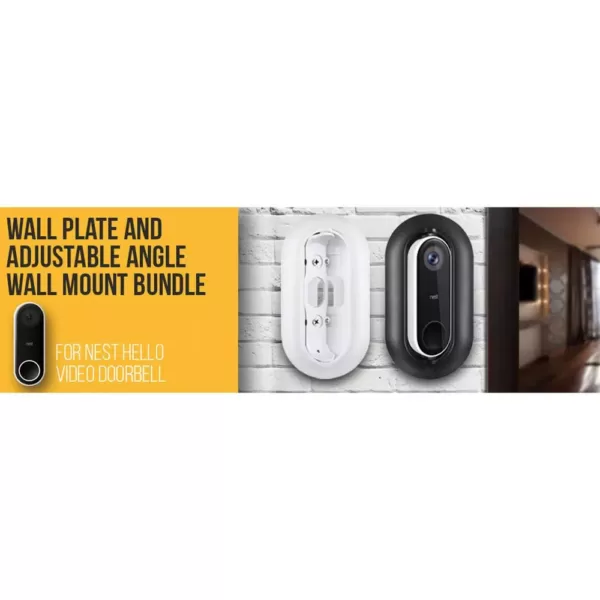 Wasserstein Weather and UV-Resistant Wall Plate and Adjustable-Angle Wall-Mount Bundle for Nest Hello Video Doorbell