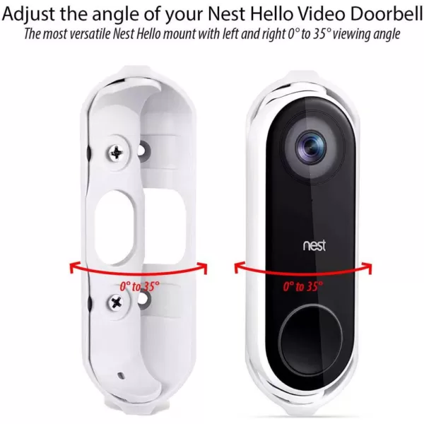 Wasserstein Weather and UV Resistant Wall Plate and Adjustable Angle Wall Mount for Google Nest Hello Video Doorbell, White