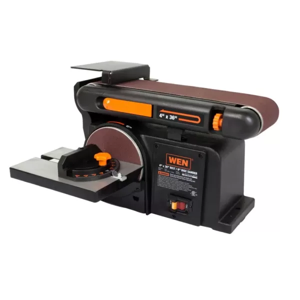 WEN 4.3 Amp Corded 4 in. x 36 in. Belt and 6 in. Disc Sander with Cast Iron Base