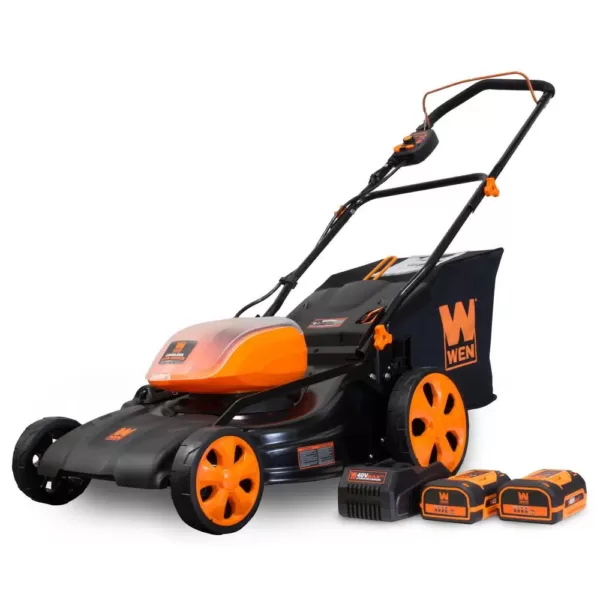 WEN 19 in. 40-Volt Max Lithium-Ion Cordless Battery 3-in-1 Walk Behind Push Lawn Mower - Two Batteries/Charger Included