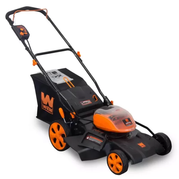 WEN 19 in. 40-Volt Max Lithium-Ion Cordless Battery 3-in-1 Walk Behind Push Lawn Mower - Two Batteries/Charger Included