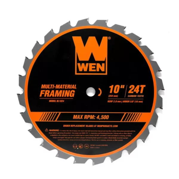 WEN 10 in. 24-Tooth Carbide-Tipped Professional Multi-Material Framing Saw Blade