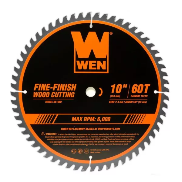 WEN 10 in. 32-Tooth and 60-Tooth Carbide-Tipped Professional Woodworking Saw Blade Set (2-Pack)