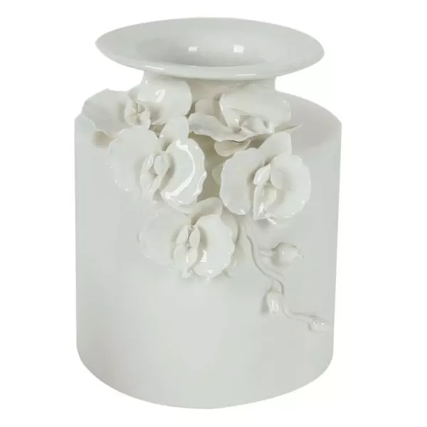 A & B Home 8 in. x 9 in. White Decorative Vase