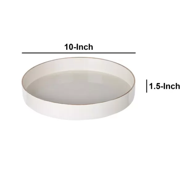 Benzara White Sturdy Plastic Round Tray