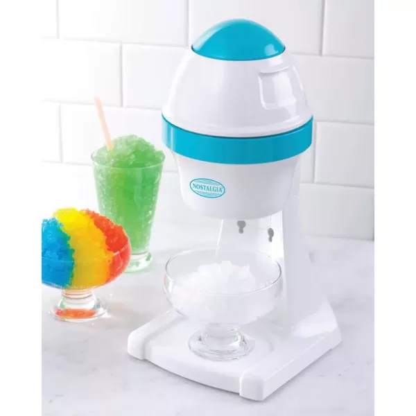 Nostalgia 8 oz. Blue and White Countertop Snow Cone Machine