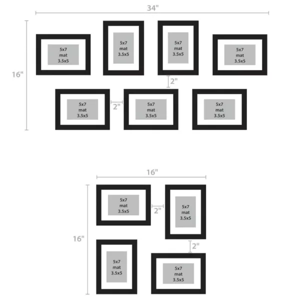 DesignOvation Gallery 5 in. x 7 in. Matted to 3.5 in. x 5 in. White Picture Frame (Set of 4)