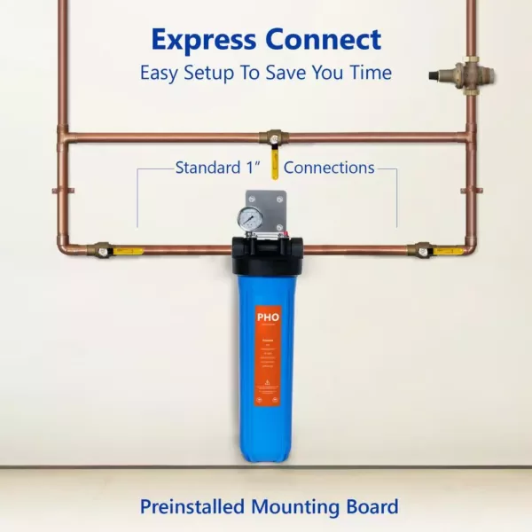 Express Water 1-Stage Whole House Water Filtration System – Anti Scale Home Filter with Pressure Gauge, Easy Release, 1 in. Connection