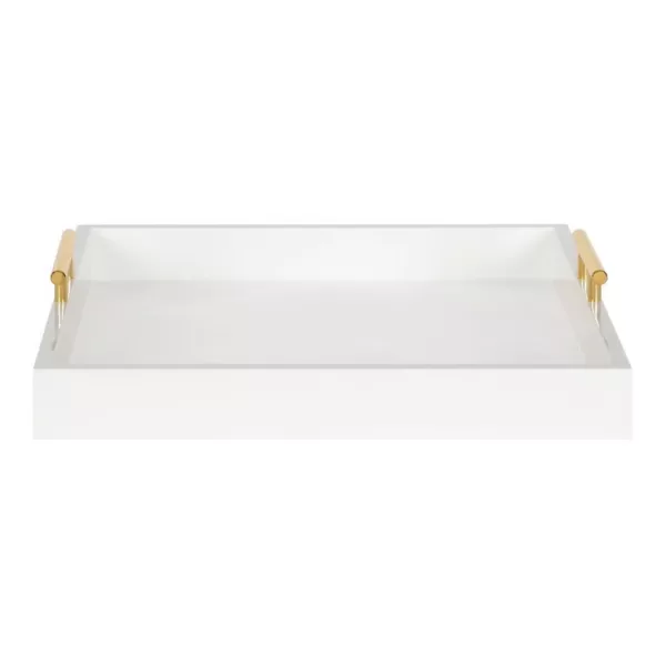 Kate and Laurel Lipton 16 in. x 16 in. x 3 in. White/Gold Decorative Wall Shelf