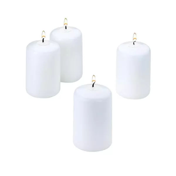 Light In The Dark 3 in. Tall x 2 in. Wide Unscented White Pillar Candle (Set of 4)