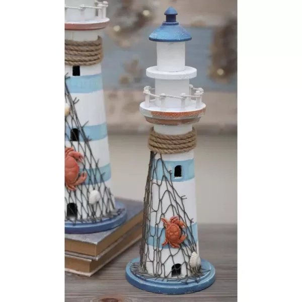 LITTON LANE 6 in. x 16 in. Coastal Living White Wooden Lighthouse