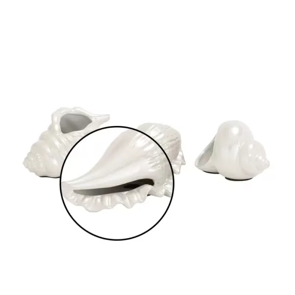 LITTON LANE Coastal Living White Ceramic Seashells (Set of 3)