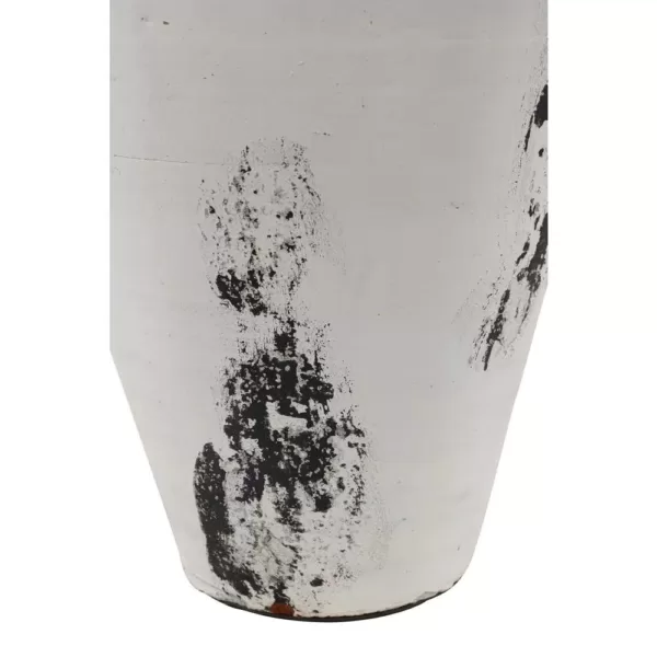 LITTON LANE Black and White Stoneware Floor Decorative Vase with Textured Brushstroke Detail