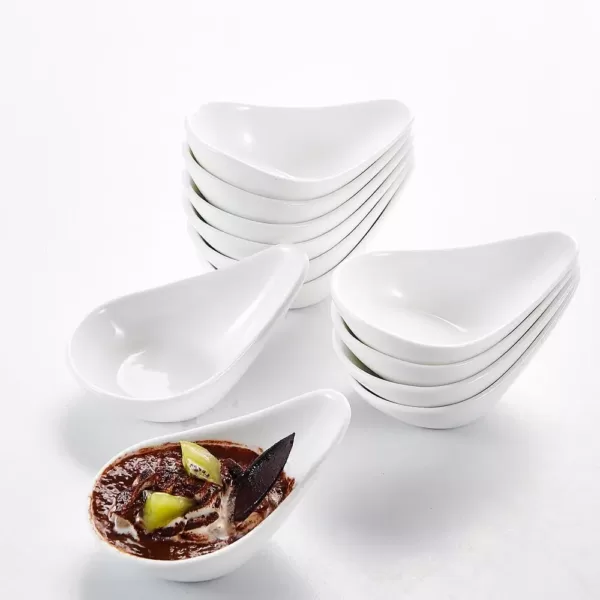 MALACASA 4.5 in. Ceramic White Ramekins Souffle Dishes for Creme Brulee(Set of 12)