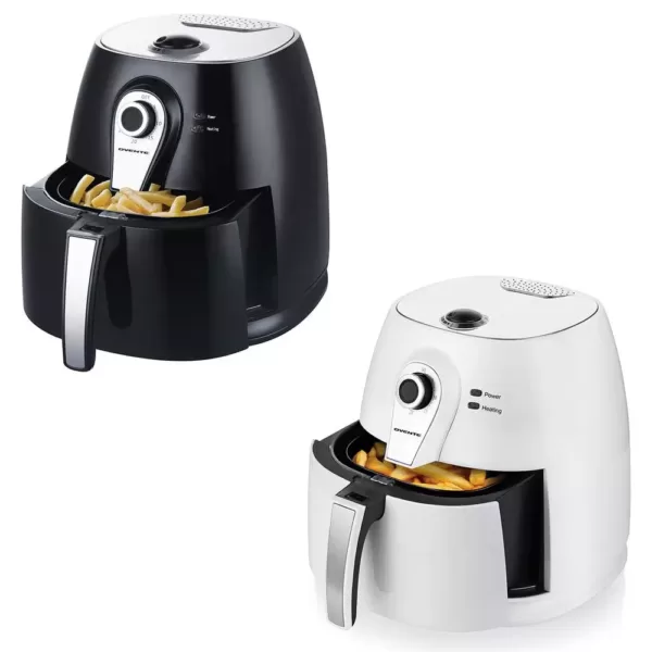 Ovente 3.2 qt. White Electric Air Fryer with 30-min Timer, Adjustable Temperature Controls, Includes Fry Basket and Grill Pan