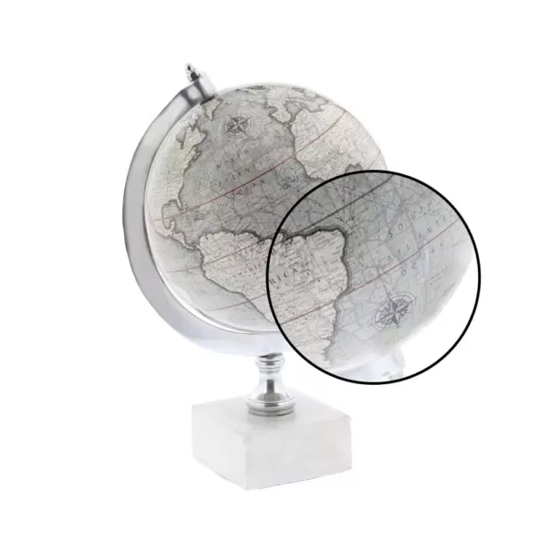 LITTON LANE 11 in. x 7 in. Modern Decorative Globe in White and Silver